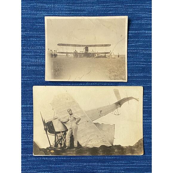 Vtg Photo Lot Airplane RPPC Wrecked Plane 1916 1919 Real Photo Postcard 24B - Picture 1 of 2